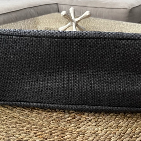 Kate Spade Woven Black Straw-look Tote Bag Shopper Hoop Bracelet Ring Handle - Picture 5 of 5